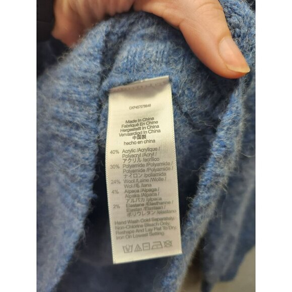 Madewell XS Womens Blue Knit Hoodie With Kangaroo Pocket  Acrylic/Wool Blend - Picture 4 of 6